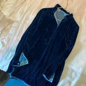 Turquoise velvet tunic sz S